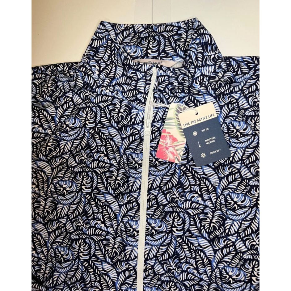 Tommy Bahama Navy Marbled Palm Golf Jacket Women's Large